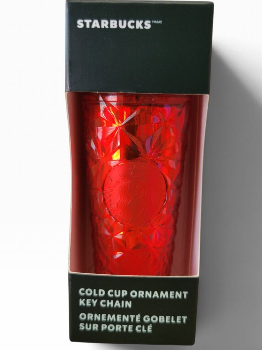Starbucks 2023 Holiday Red Prism Diamond Cold Cup Ornament Keychain